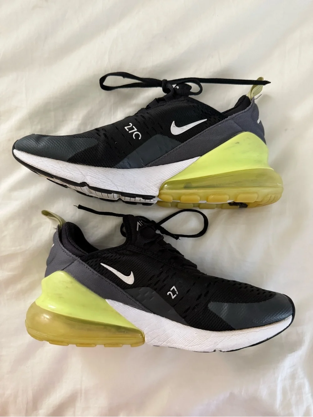 Nike Kids Air Max 270 Black, Gray & Volt Sneakers
